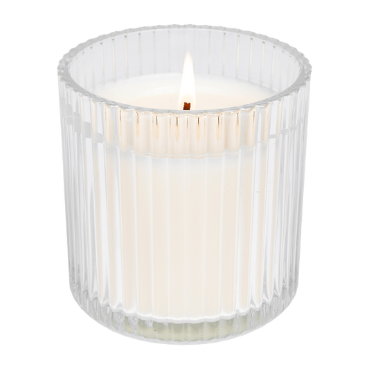 Cozy Season Fluted Soy Candle - Ribbed Glass Jar - 12 oz